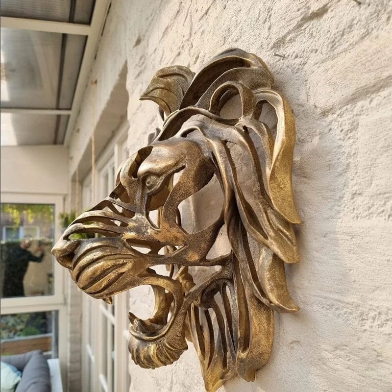 Escultura de Cabeça de Leão Majestoso para Parede - eFlix