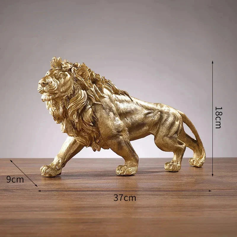 Escultura Leão Dourado Majestoso - eFlix