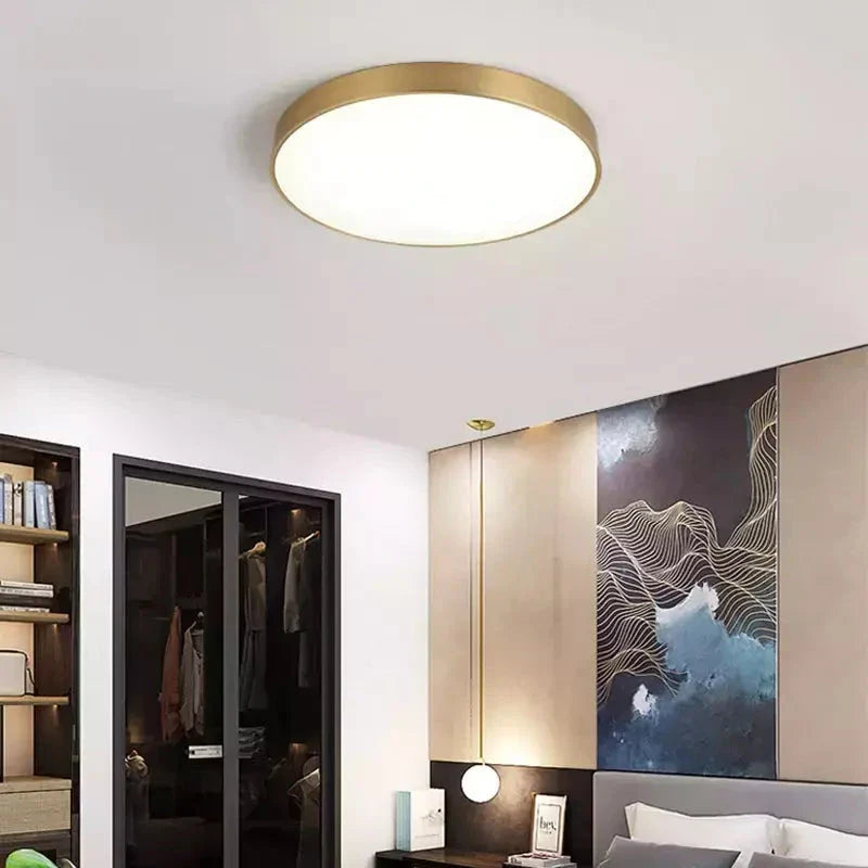 Luminária de Teto Decorativa Dourada Redonda LED - eFlix