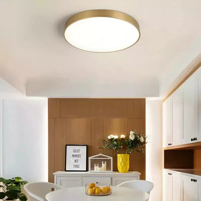 Luminária de Teto Decorativa Dourada Redonda LED - eFlix