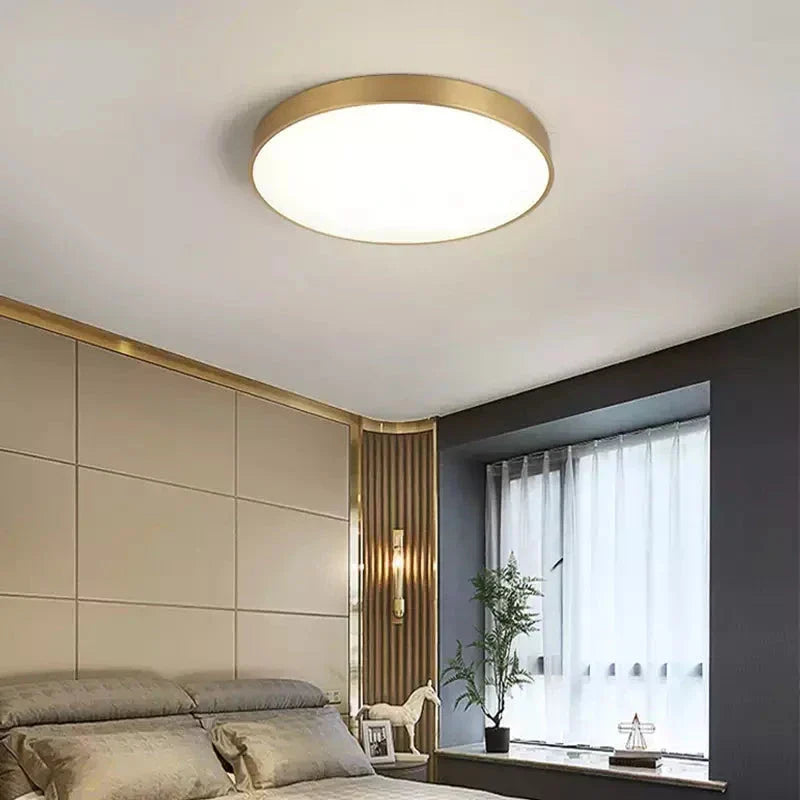 Luminária de Teto Decorativa Dourada Redonda LED - eFlix