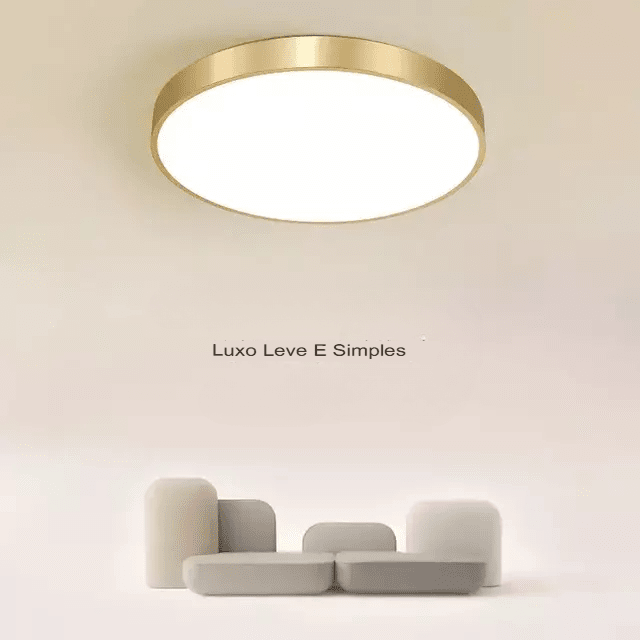 Luminária de Teto Decorativa Dourada Redonda LED - eFlix