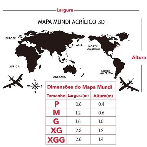 Mapa Mundi para Parede em Acrílico 3D Original