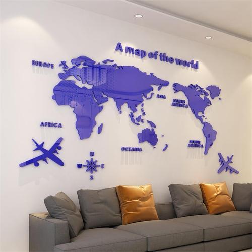 Mapa Mundi para Parede em Acrílico 3D Original