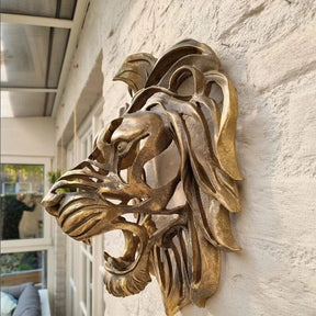 Escultura de Cabeça de Leão Majestoso para Parede - eFlix