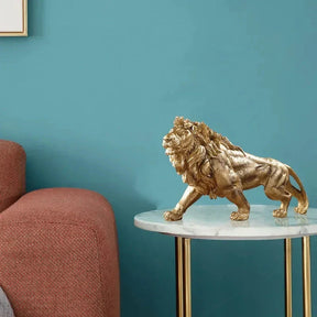Escultura Leão Dourado Majestoso - eFlix