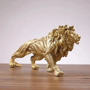 Escultura Leão Dourado Majestoso - eFlix