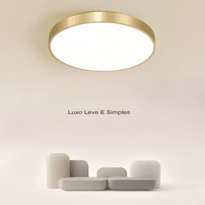 Luminária de Teto Decorativa Dourada Redonda LED - eFlix