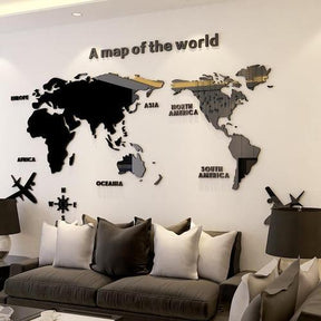 Mapa Mundi para Parede em Acrílico 3D Original