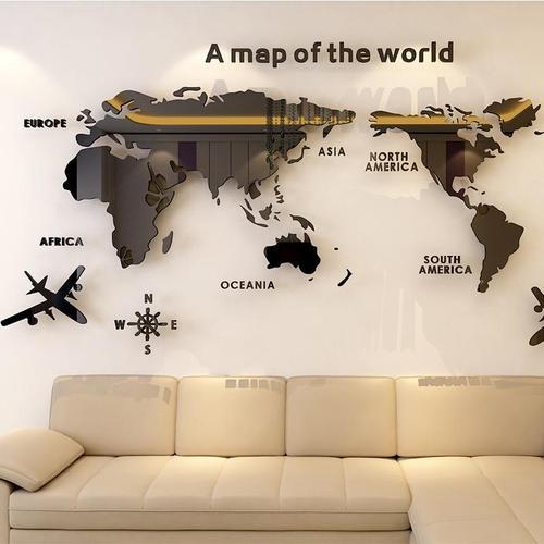 Mapa Mundi para Parede em Acrílico 3D Original