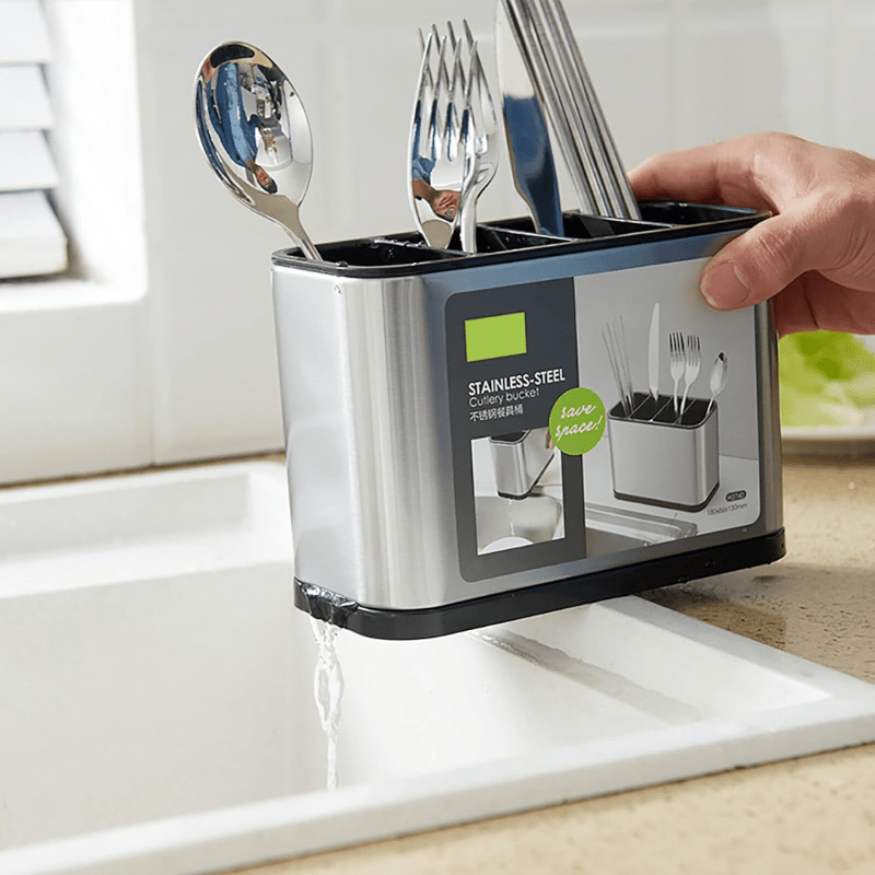 Porta Talheres em Inox com 4 Compartimentos - MultiFlix